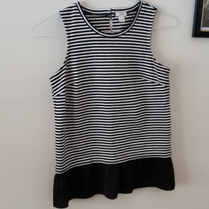 J. Crew black and white striped peplum top